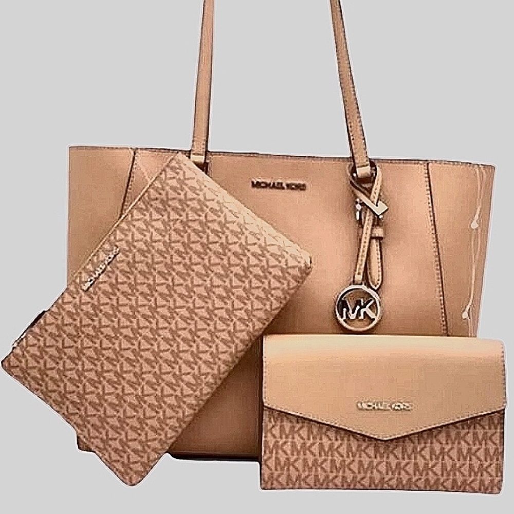 Michael Kors NWT Charlotte Large 3-in-1 Tote Crossbody Leather Handbag